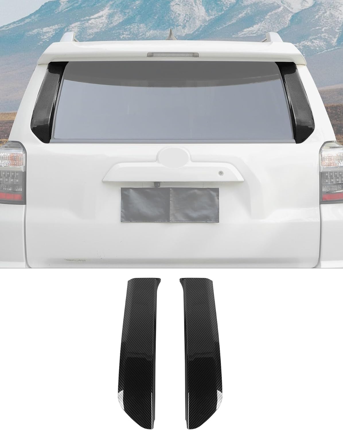 for Toyota 4Runner Rear Tailgate Window Pillar Molding Panel Decor Cover Trim Fit for 2010-2023 4Runner Exterior Accessories, Carbon Fiber