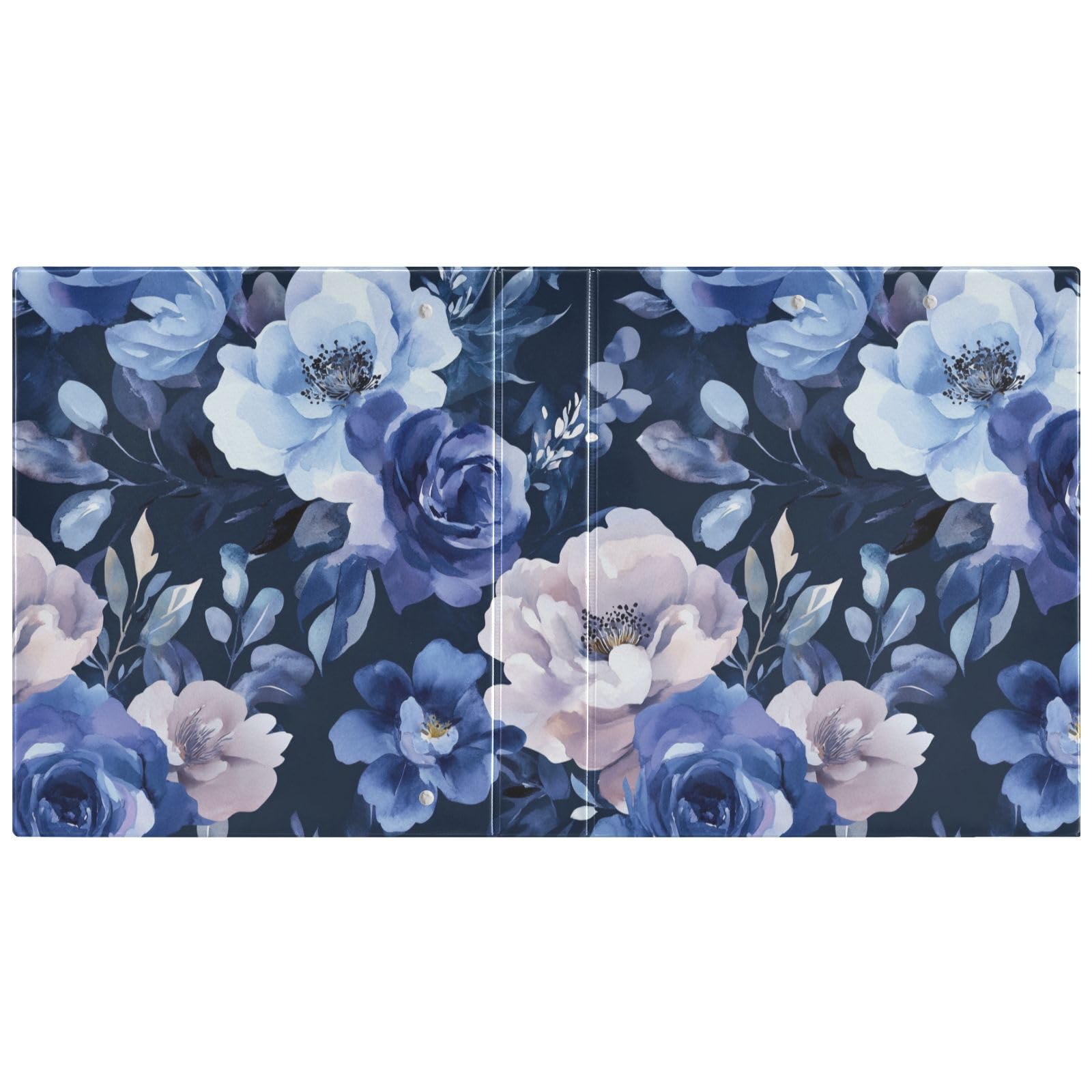 3,5 cm große Ordner mit Blumenmuster, Marineblau