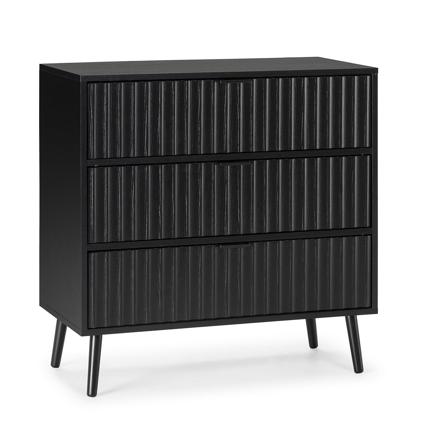 HOMN LIVING Cassettiera Lluvia 3 cassetti colore Nero, guide in metallo, 80 cm (larghezza) 40 cm (profondità) 80 cm (altezza)