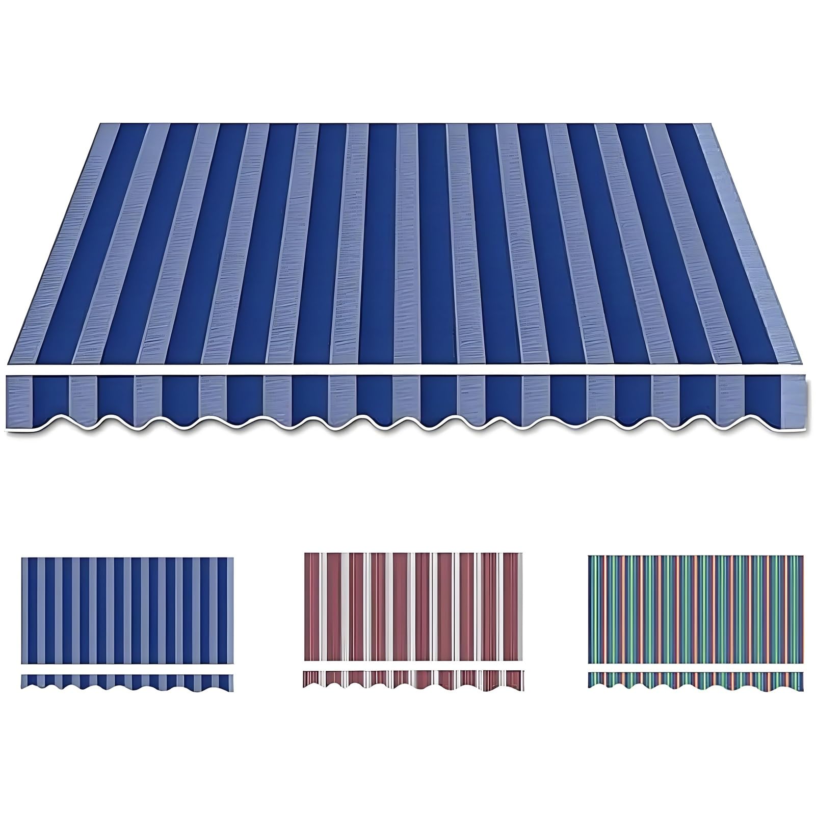 Tela retráctil de repuesto para toldo azul de poliéster impermeable 500 x 250 cm