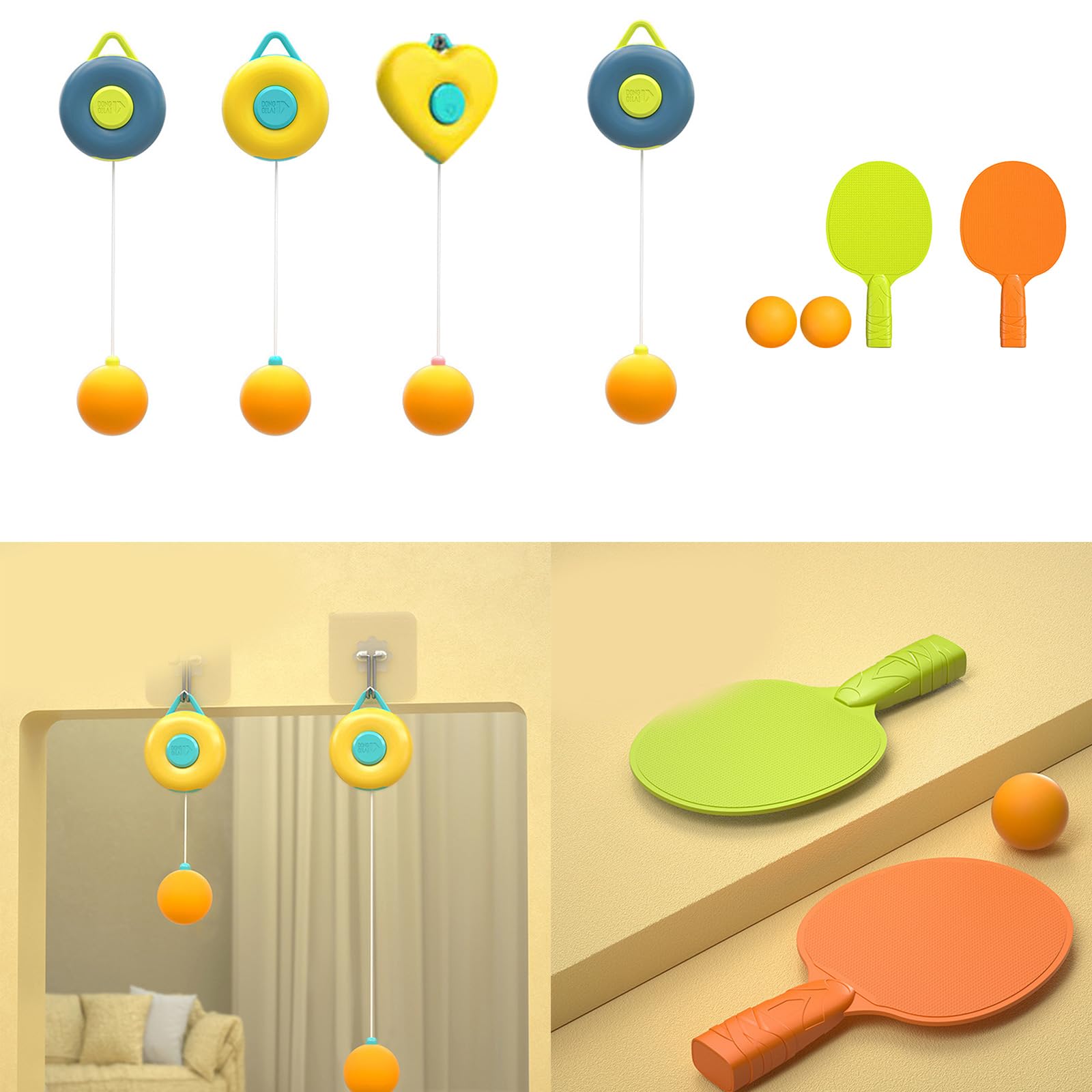 Mllepjdh Toddlers Indoor Hanging Table Tennis Trainer Toy Children Develop Coordination Skill Toy Hand Eye Coordination Toy Indoor Hanging Table Tennis Trainer Portable Set