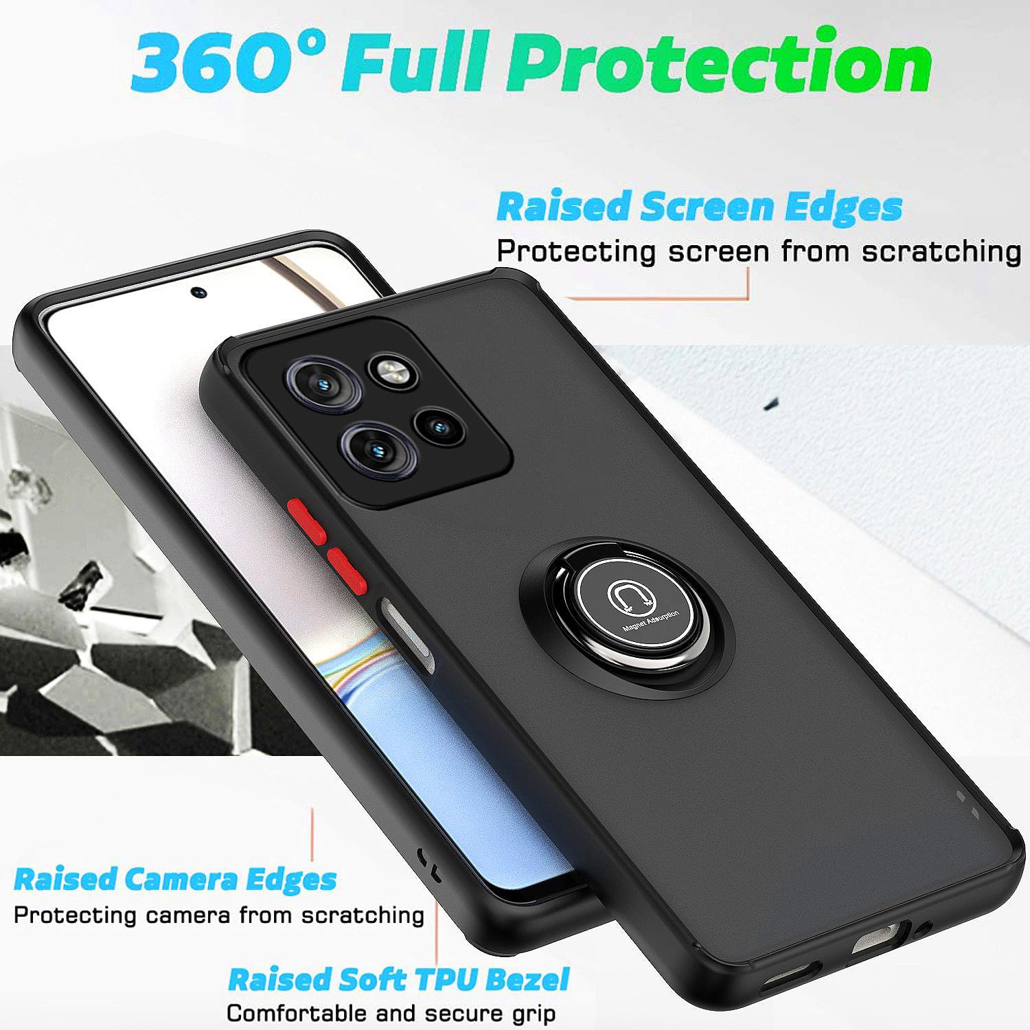 HAOYE Coque Pour Motorola Edge 50 Fusion 5G, Étui 360