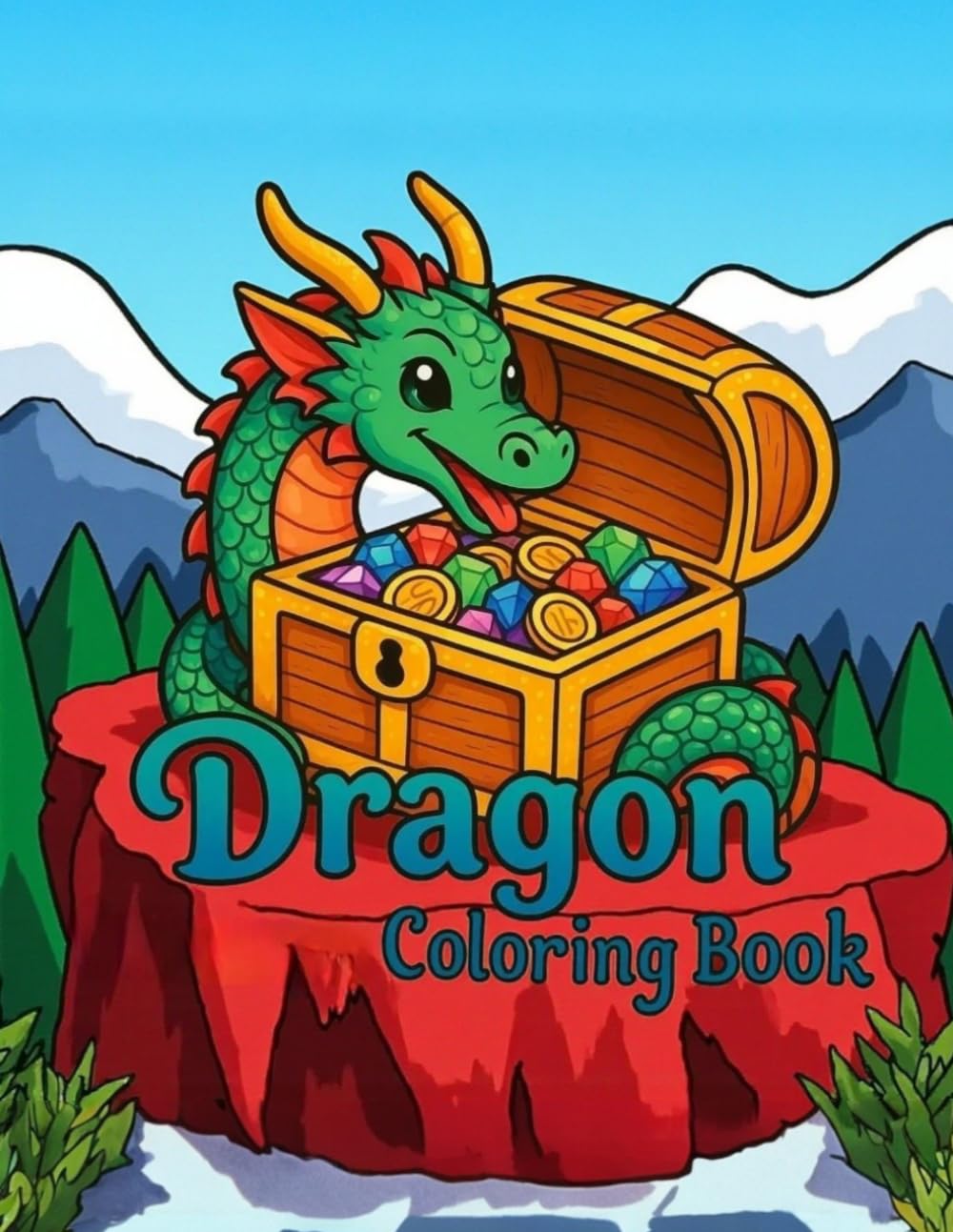 Dragon Coloring Book: A Kawaii Journey Through Dragon Lands: Cute Characters & Scenic Landscapes