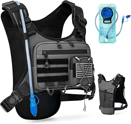 Miniatura 1 de Chaleco de hidratación con vejiga de agua de 2 litros para hombres y mujeres, mochila de hidratación ligera y ajustable, bolsa reflectante de