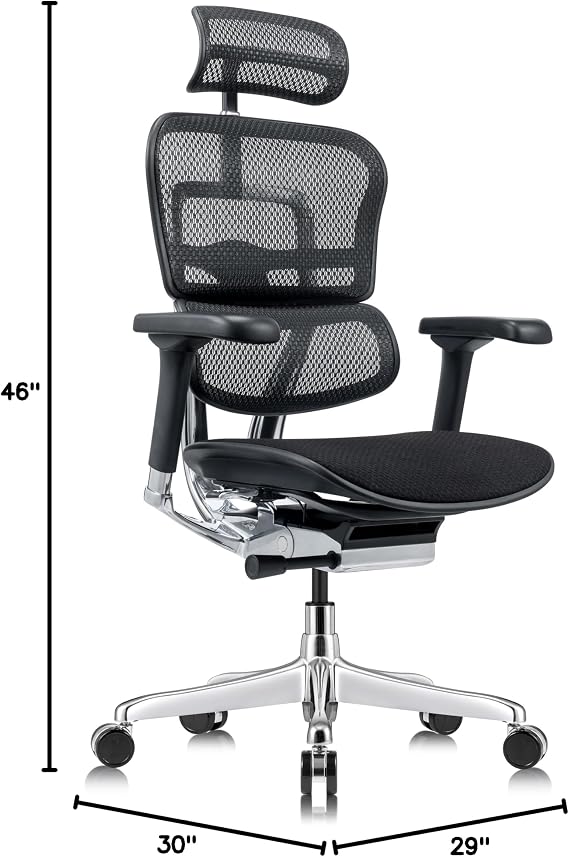 Tempur-Pedic Ergohuman GEN2 Hi Back Ergonomic Office Chair Seat, Synchro-Tilt, Adjustable Headrest, Arm Height Adjustment, Black