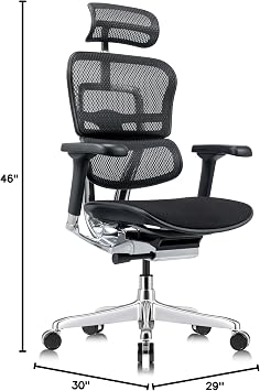 Tempur-Pedic Ergohuman GEN2 Hi Back Ergonomic Office Chair Seat, Synchro-Tilt, Adjustable Headrest, Arm Height Adjustment, Black