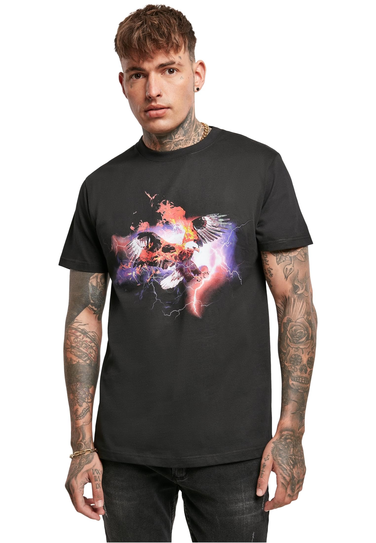 Mister Tee Herren Eagle Tee T-Shirt, Black, M
