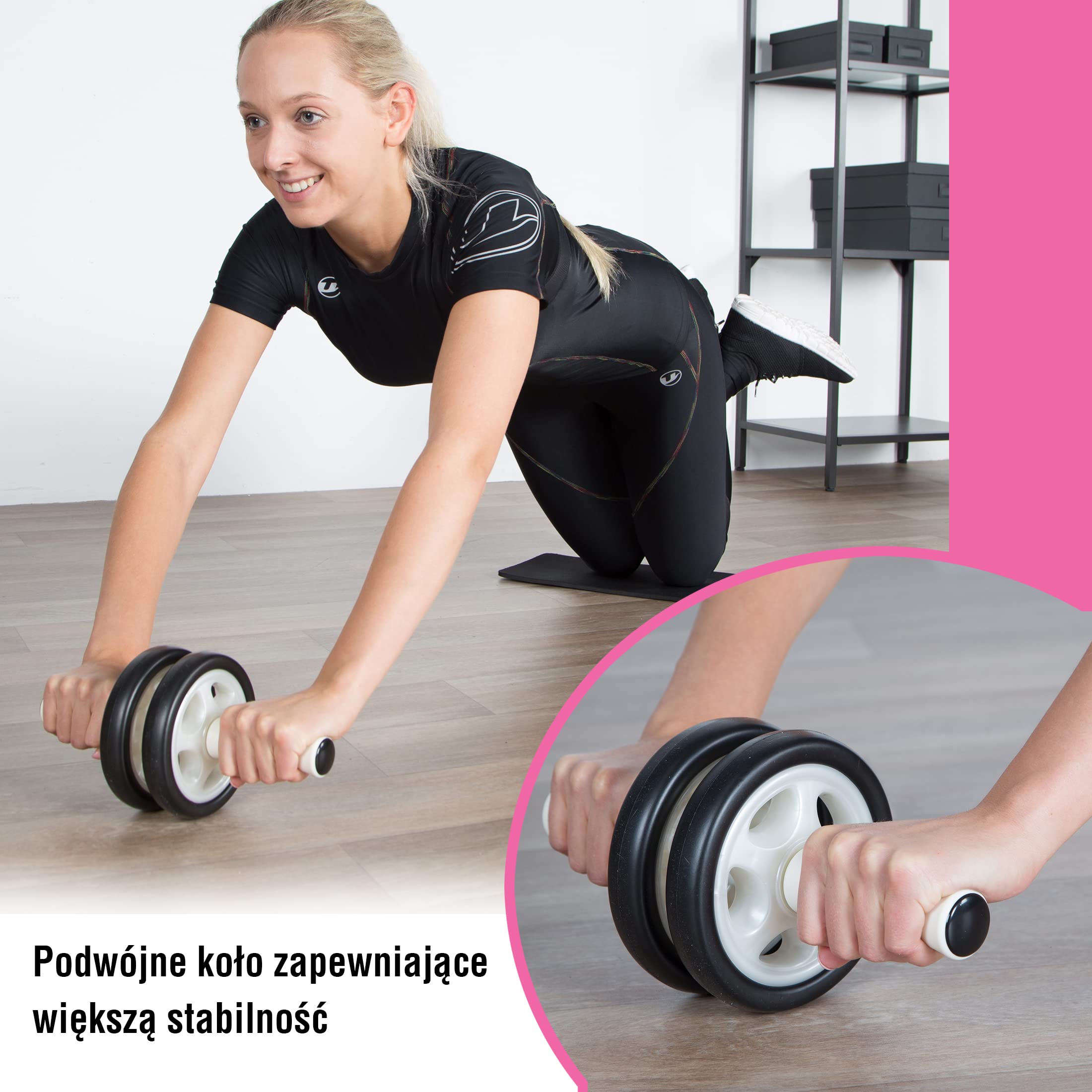 Ultrasport AB wałek, AB trener w tym mata pod kolana, trening brzucha mężczyzn i kobiet, wielofunkcyjny wałek mięśni brzucha, również dla seniorów, kompaktowy, składany trener mięśni