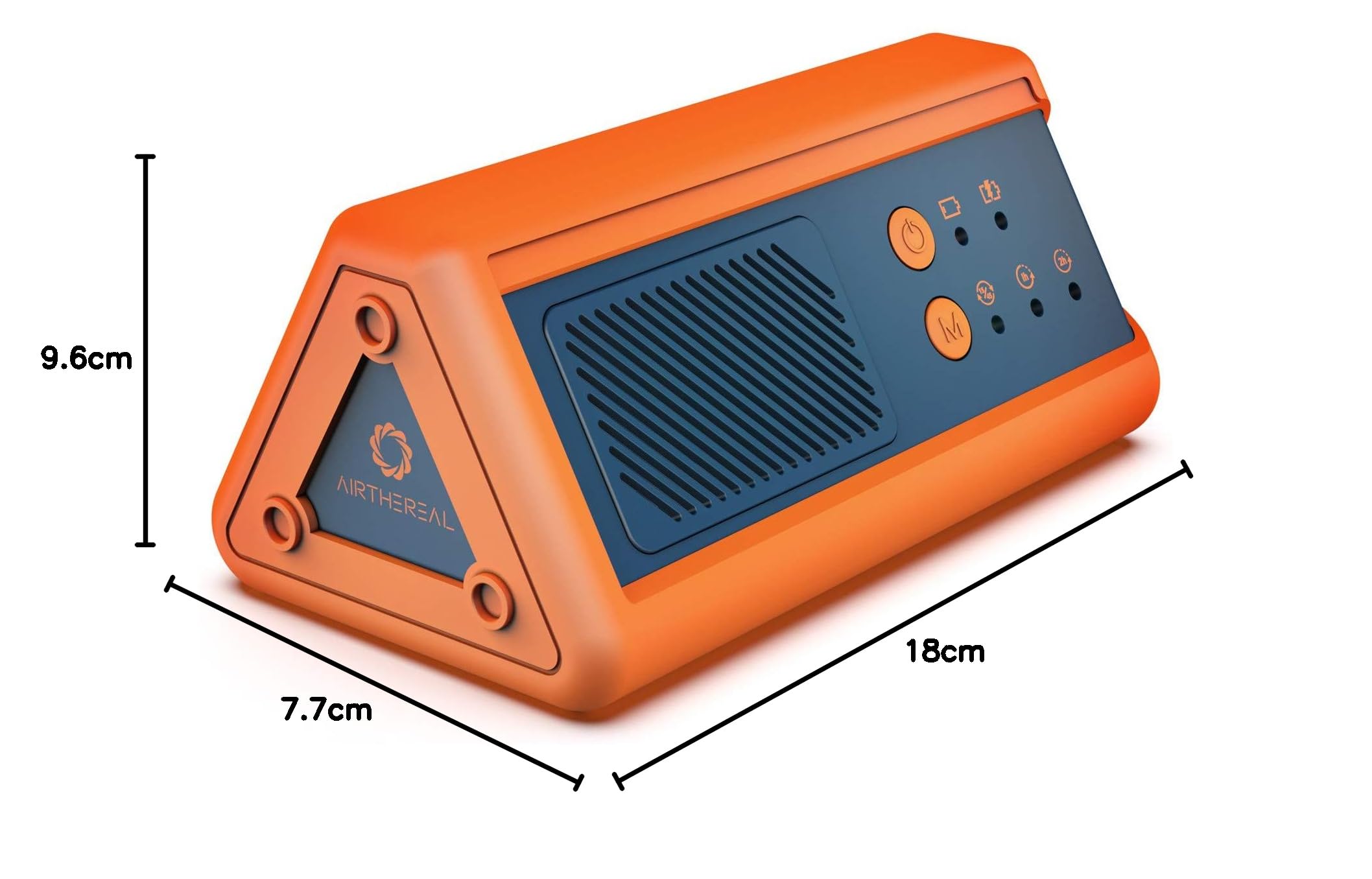 Airthereal PA1K-GO tragbarer Ozongenerator schnurlos batteriebetrieben Geruchsbeseitiger Auto Hotelzimmer Büros Badezimmer kleine Räume blau-orange