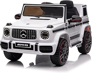 FINOOS Voiture Électrique Enfant sous Licence Mercedes G63 AMG, Véhicule Électrique 12V, Télécommande de Voiture Électrique / 2+1 Vitesses/Klaxon/LED/Musique/USB, pour Garçons, Filles (Blanc)