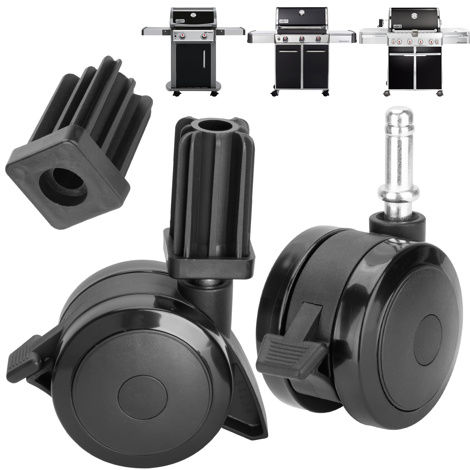 70360 Locking Caster with Insert for Weber Genesis 300 Summit E-420 wheels