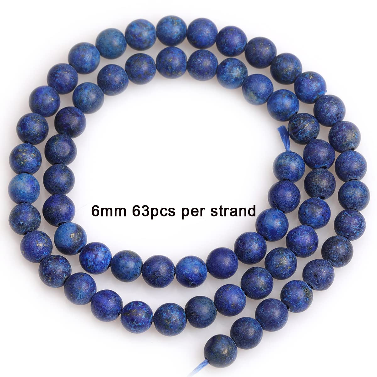 SHGbeads 6mm Frost Matte Blue Lapis Lazuli Semi Precious Gemstone Round Loose Beads for Jewellery Making DIY Handmade Craft Supplies 15" - Image 3