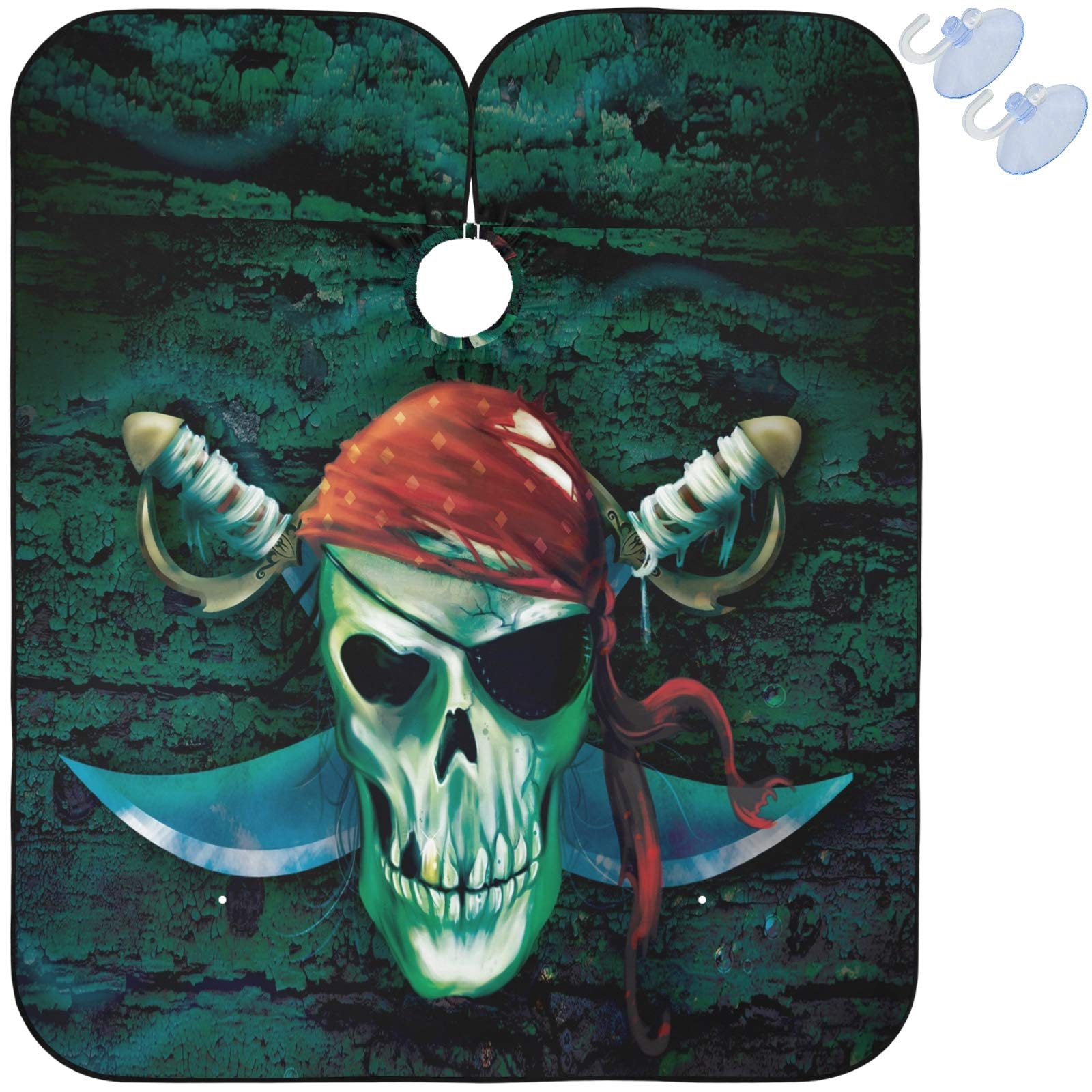 visesunny Barber Cape Pirate Skull Polyester Hair Cutting Salon Cape Apron Anti-Static Haircut Shaving Cloth Beard Shaving Bib Hairdressing Cape