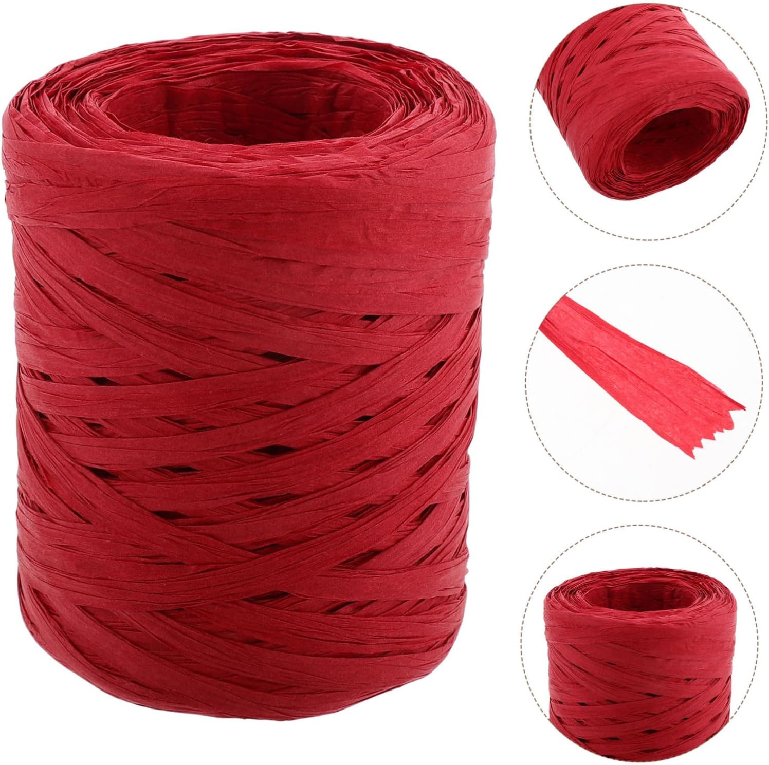 Red Raffia Paper Ribbon Twine Roll 100 Meters for Craft Tying