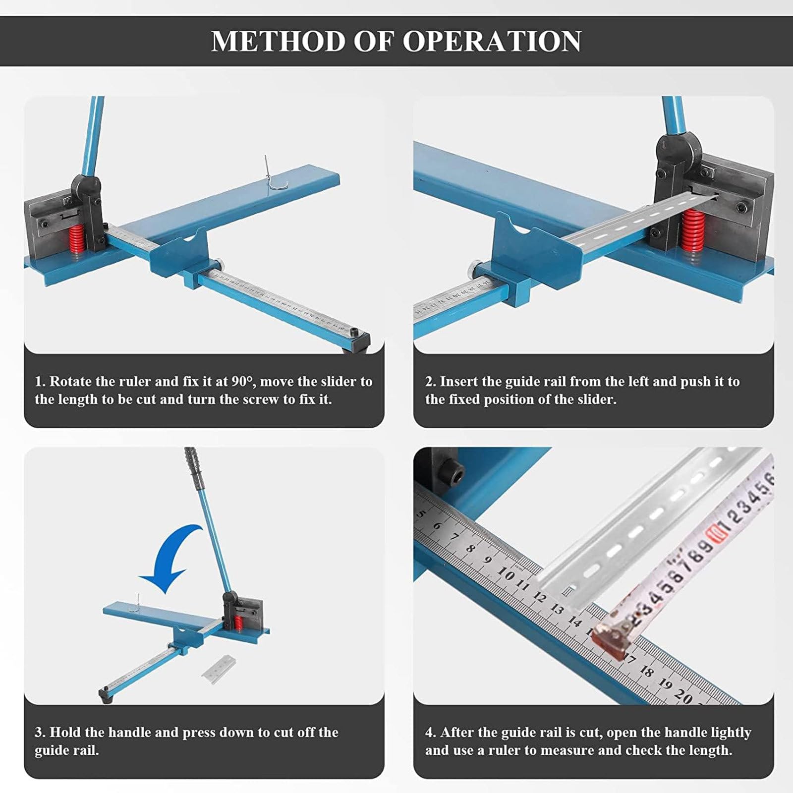 Cortador de riel DIN Multifuncional Herramienta de Corte de riel DIN Easy Cut con Regla de 50 cm para Cortar Aluminio ranurado, riel DIN de Acero de 35 mm de Ancho y 7,5 mm de Alto