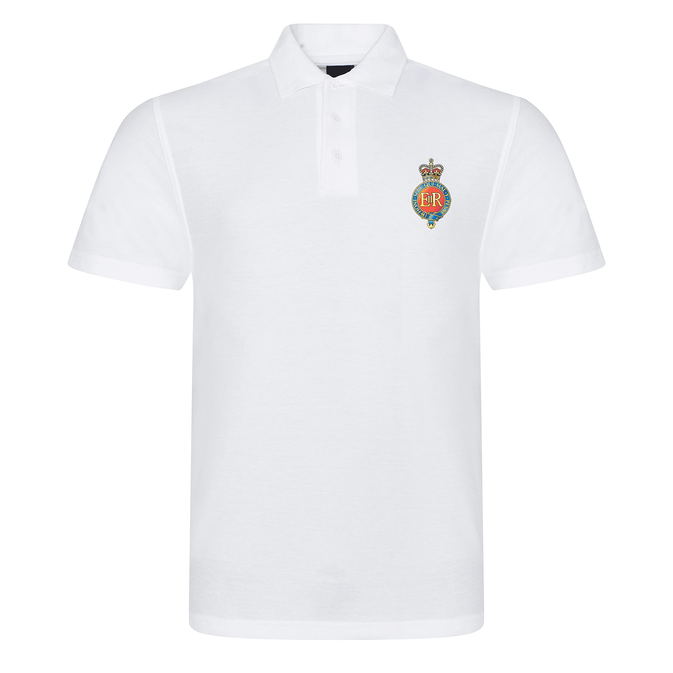 Psave Men's White Household Cavalry Regit Insignia Polo Shirt British Army Military (As8, Alpha, L, Regular, Regular, )