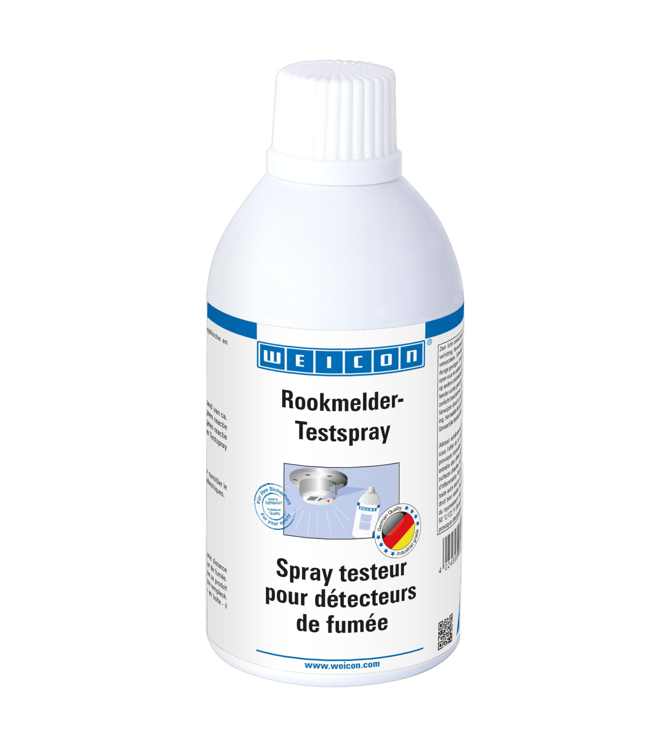 WEICON Spray Testeur pour Détecteurs de Fumée, 250 ml de gaz d'essai sans résidus pour détecteurs de fumée