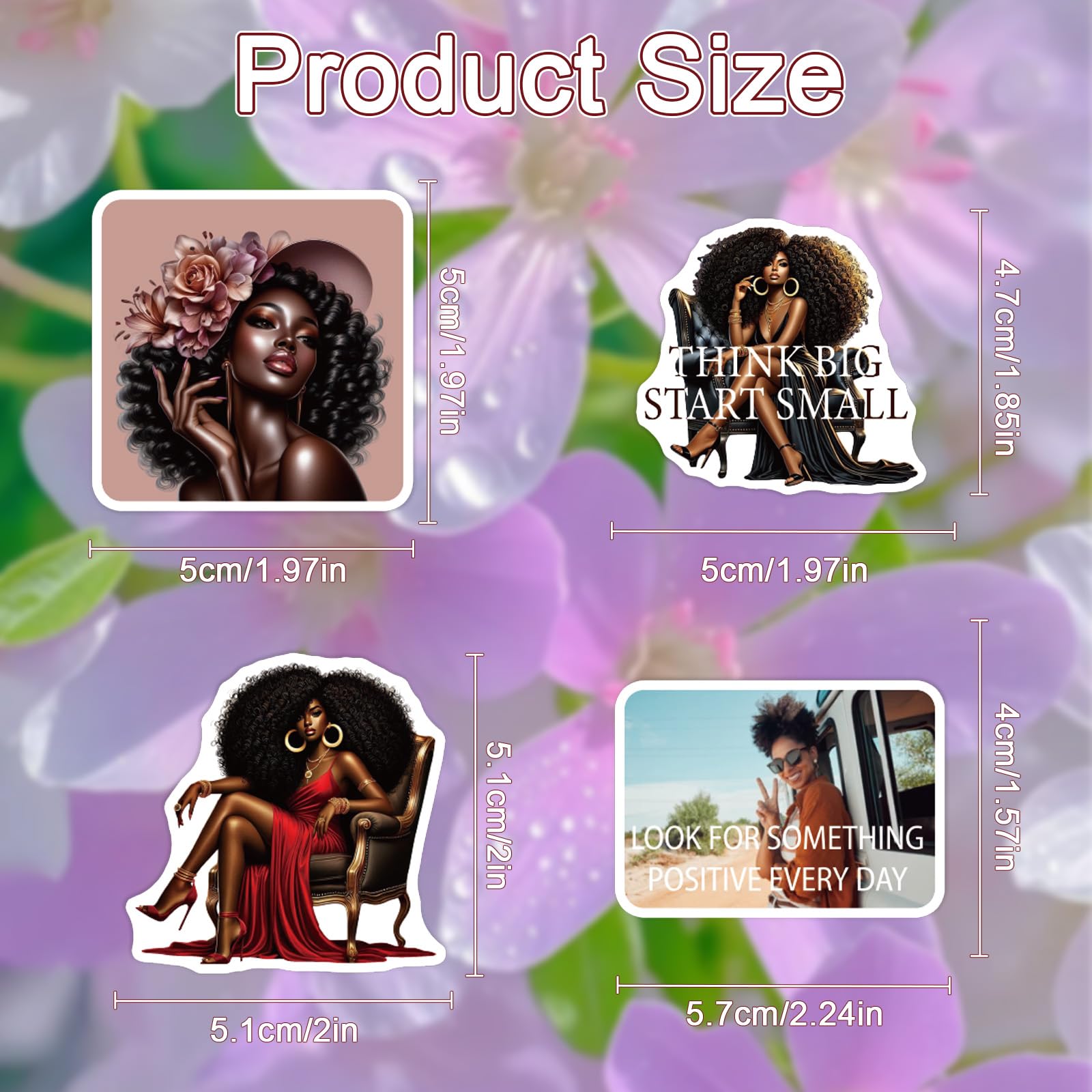 Vemfare Black Women Stickers for Women - 50 Pcs Black Girl Water Bottle Stickers for Vision Board, Inspirational Waterproof Scrapbook Decals, Motivational Vinyl Sticker for Laptop Journaling in use