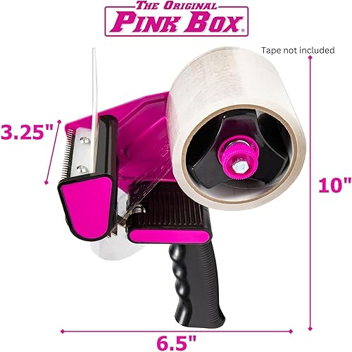 Miniatura 7 de The Orignal Pink Box Dispensador de cinta de embalaje para cinta de 3 pulgadas de ancho, color rosa
