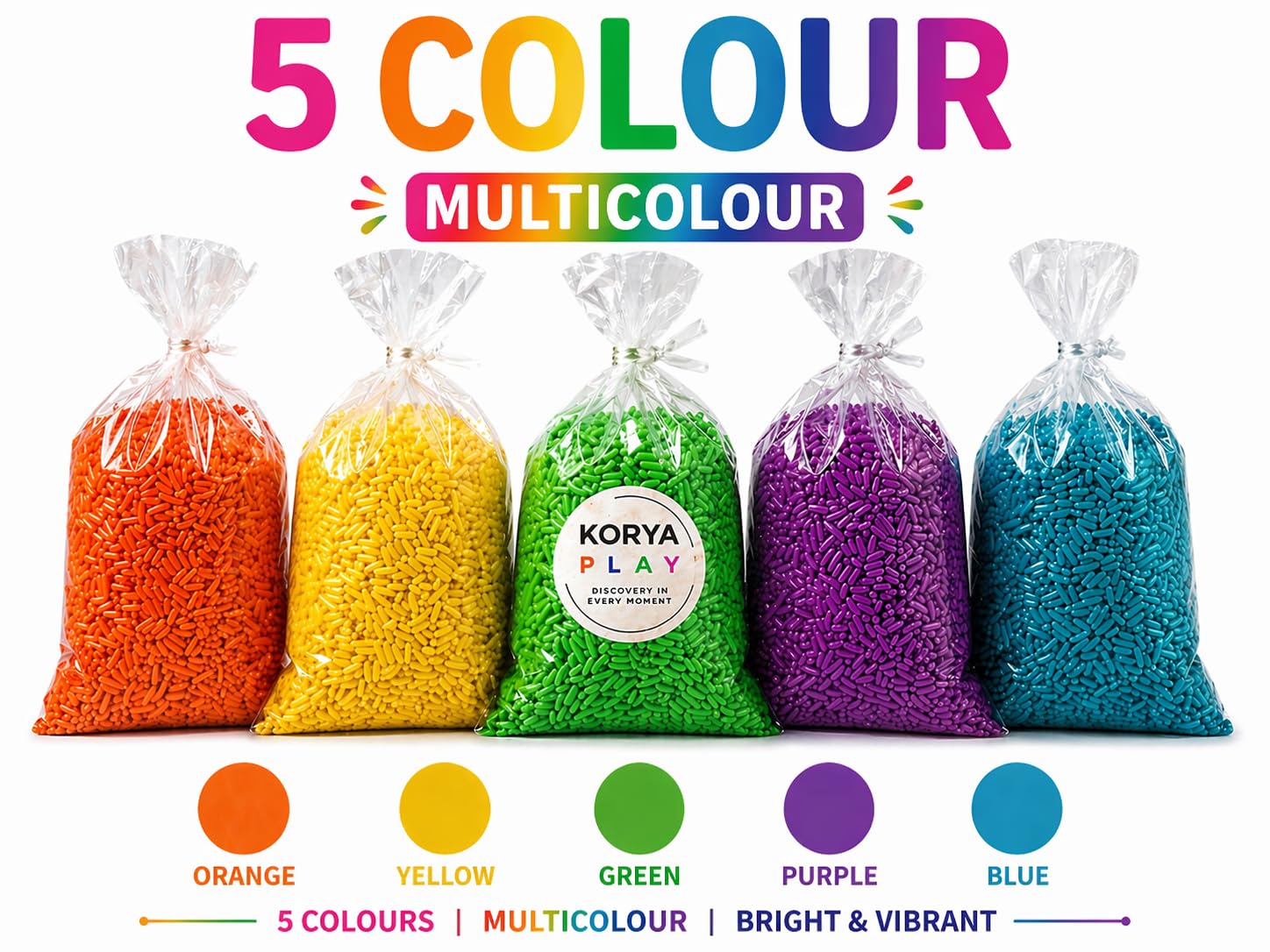 Buy Korya Play Multicolour Sensory Rice, 750g, 5 Colours, for