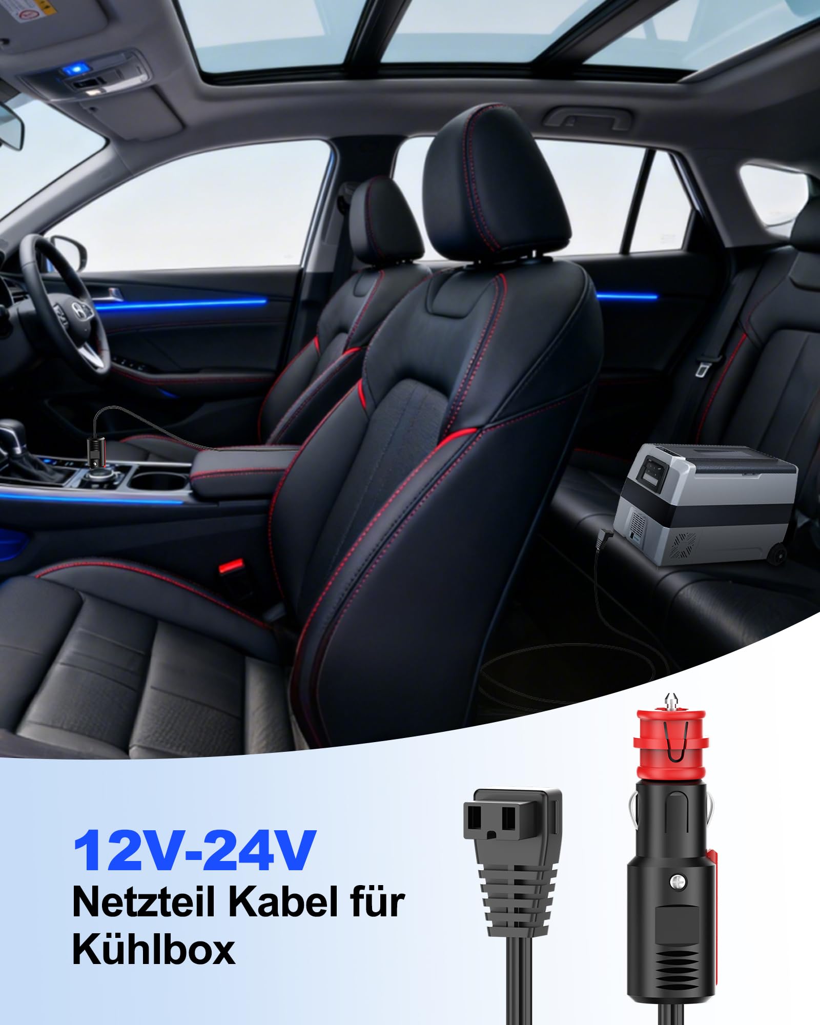Przewód zasilający 12 V-24 V do Alpicool, Costway, ARB, ICECO, Setpower, Aspenora & JoyTutus DC 12 V wtyczka samochodowa lodówka