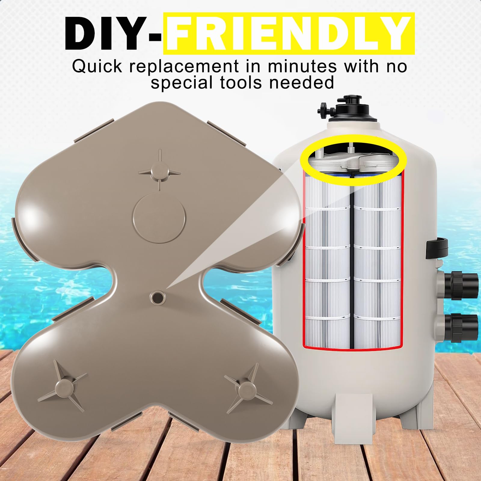 E-cowlboy CX5030C Ensemble collecteur supérieur de rechange pour filtre Hayward SwimClear – Compatible avec les filtres à cartouche C5030, C7030, HFC7030C – Ensemble collecteur de filtre de piscine