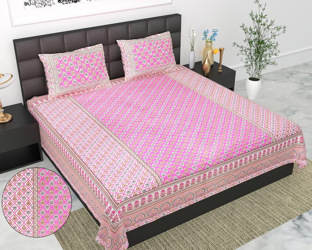 TEXERA by LAXMI Print Home 100 Cotton Elegant Design Super King Size Flat Sheets Double Bed
