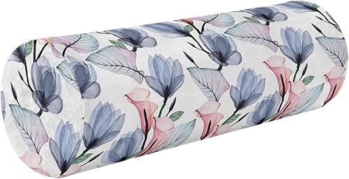 Transparent Magnolia Flowers Pink Blue Bolster Pillow Insert Bedding Neck Roll Pillow Round Pillow Throw Pillows Cylinder Bed Support disponible en Yaxa El Salvador