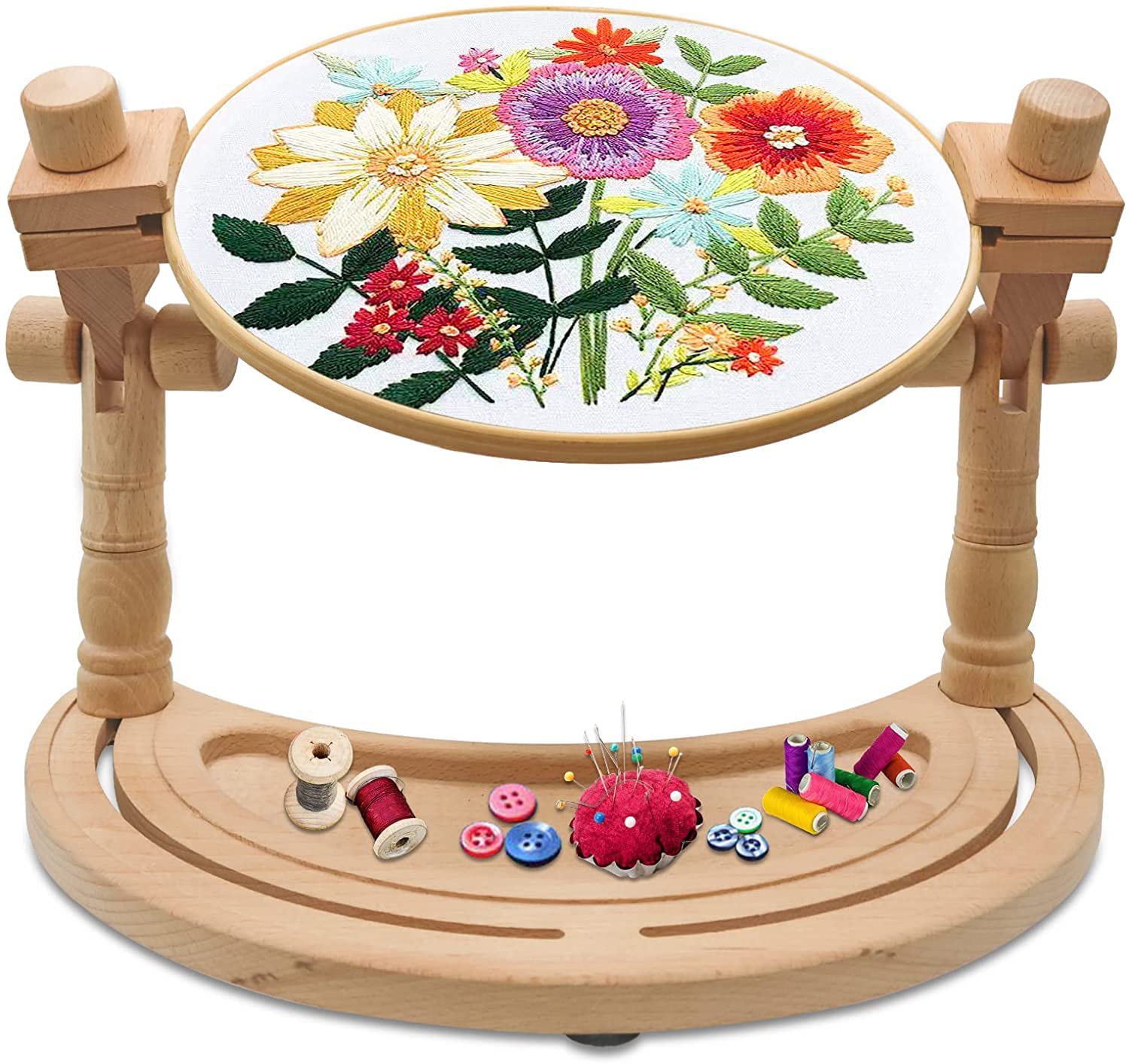 Grand Cadre De Broderie Sur Pied En Bois, Cadre Pour Point De Croix