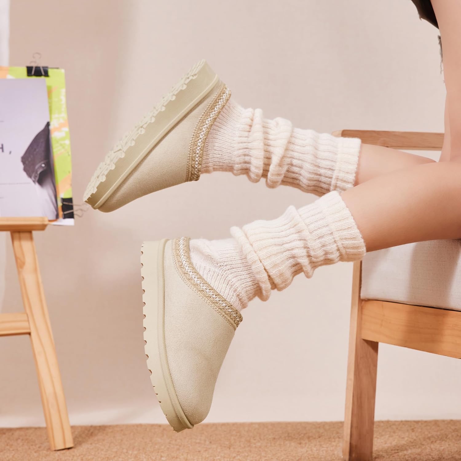 Women's Fuzzy Cozy Warm Slippers Indoor and Outdoor Slip On Cute House Fluffy Clogs - Image 3