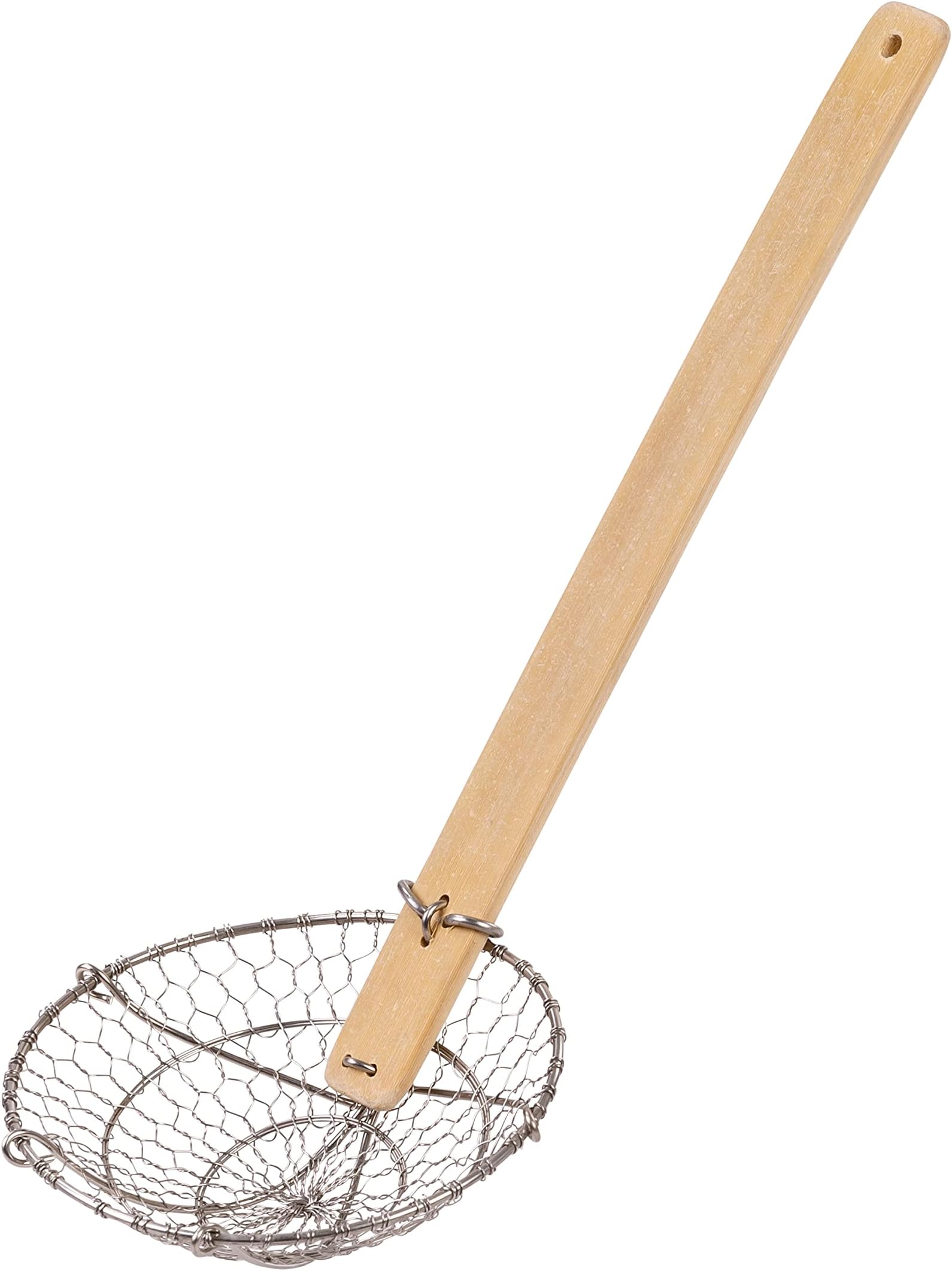Joyce Chen Kitchen Spider Strainer Stainless Steel 5-Inch Wire Basket with Heat-Resistant Bamboo Handle