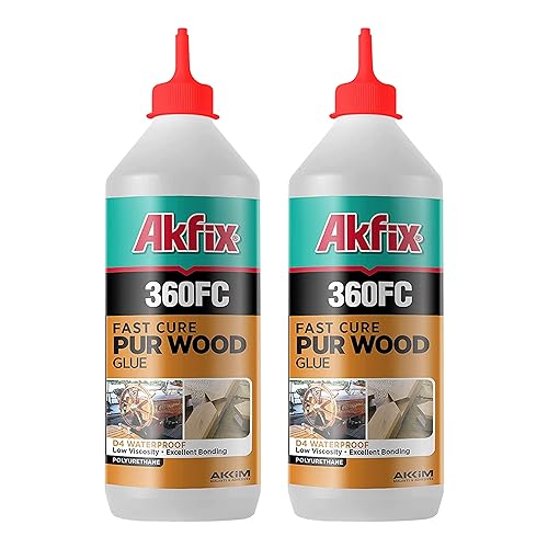 Akfix 360FC Botella de pegamento de poliuretano de secado rápido, adhesivo marino para barcos, carpintería, muebles y carpintería, pegamento para