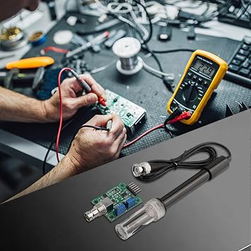 PH Sensor For Arduino, PH0-14 Value Detect Sensor Module + PH Electrode Probe BNC, PH-Value Detection Sensor Module Kit Detection Regulator Soil Water Quality Acid- Concentration Sensor (pH kit)