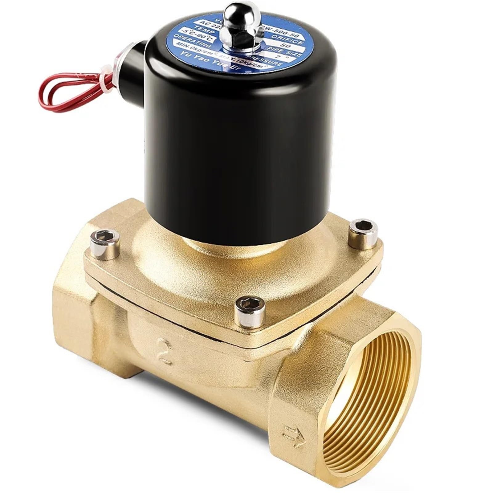 1/2 3/4 1 2 cala normalnie zamknięty mosiądz zawór elektromagnetyczny 220 V AC 110 VAC 24 V DC 12 V DC 24 V AC bezpośrednio działający na wodę, gaz, olej, 1 szt. (1-1/4", 12 VDC)