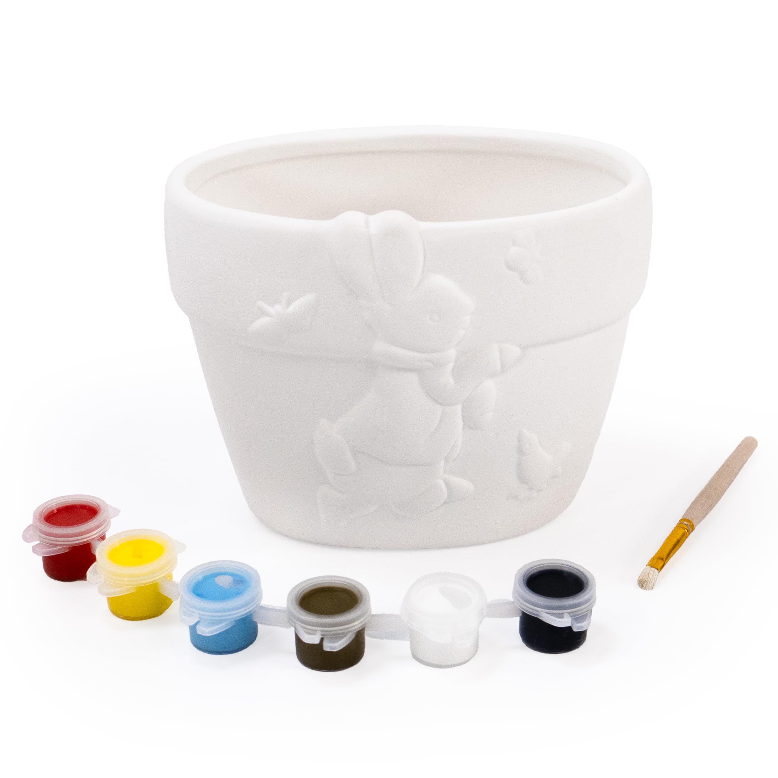 Robert Frederick Peter Rabbit Paint Your Own Plant Pot - Children's Craft Kit, White
