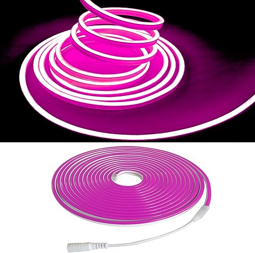 Miniatura 9 de Maxlaxer Tira de luz LED de neón azul hielo, 5M 12V luz de neón impermeable para decoración de interiores y exteriores (con adaptador de corriente)