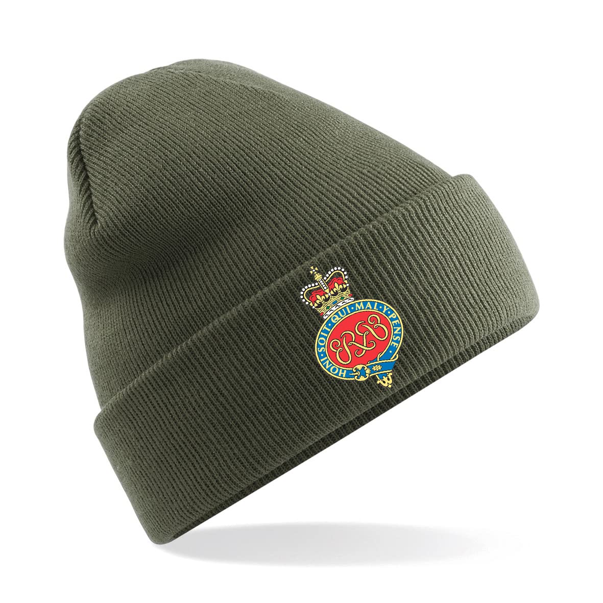 Psave Men's Military Green Grenadier Guards Insignia Premium Embroidered Beanie Hat, Bob Hat British Army Military (Military Green)