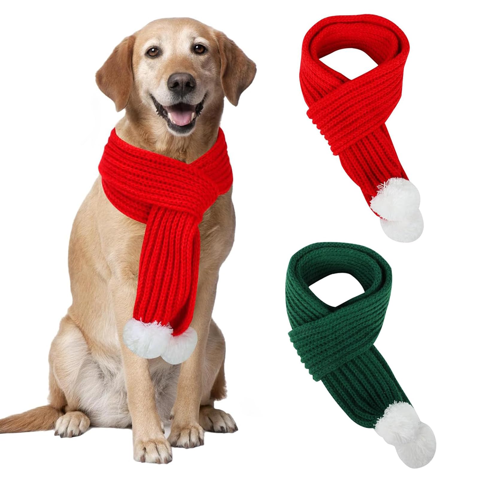 Bandanas de Noël pour chiens tricotés écharpe hiver YUEPET rouge vert