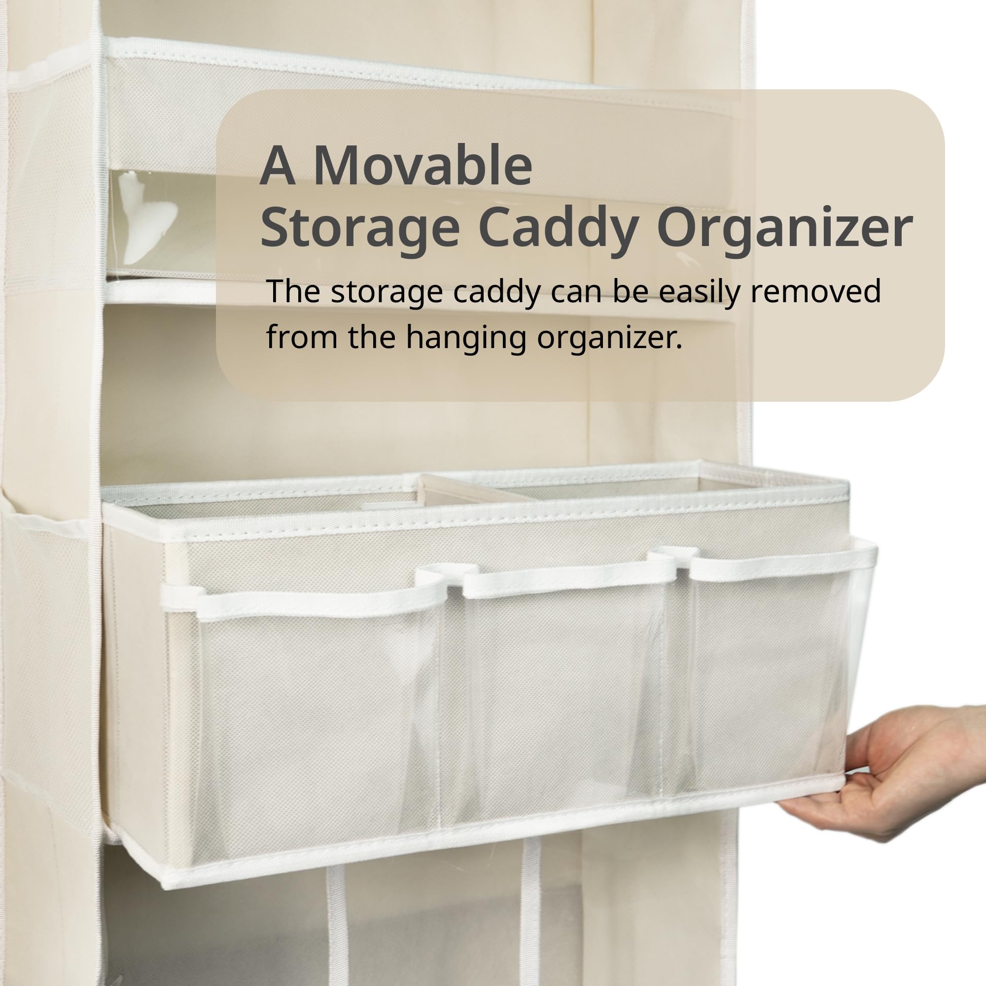 Organiseur de rangement à suspendre à la porte, avec 3 bacs, 1 panier à langer mobile pour bébé, 1 organiseur de rangement empilable de grande capacité, 10 poches latérales, rangement de porte de