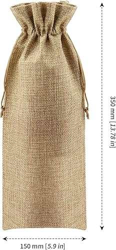 Miniatura 2 de MANCHAP Paquete de 30 bolsas de yute para vino, bolsas de arpillera de 5.9 x 13.8 pulgadas con cordón para fiestas, bodas, recuerdos, color marrón