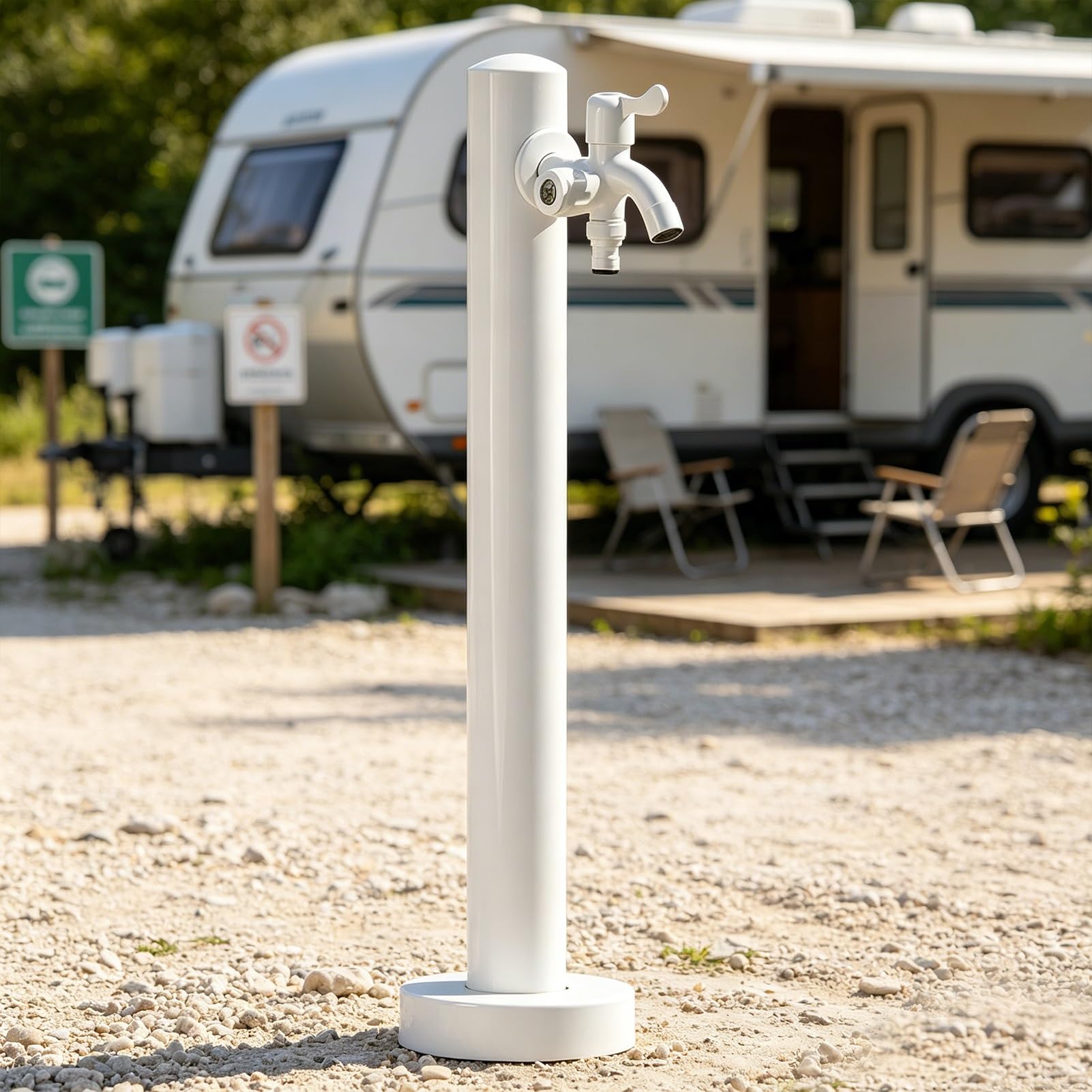 Lonmrrton B Vertical Garden Tap Post 304 Stainless Steel Freestanding Water Column, Floor Mounted Outdoor Hydrant Faucet For Ackyard, Park, Camping Area(,Height: 95Cm/37.4In)