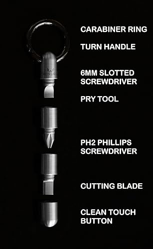 Miniatura 2 de WYN - Cápsula multiherramienta, transporte discreto para todos los días, llavero multiherramienta con hoja, destornilladores, barra de palanca y