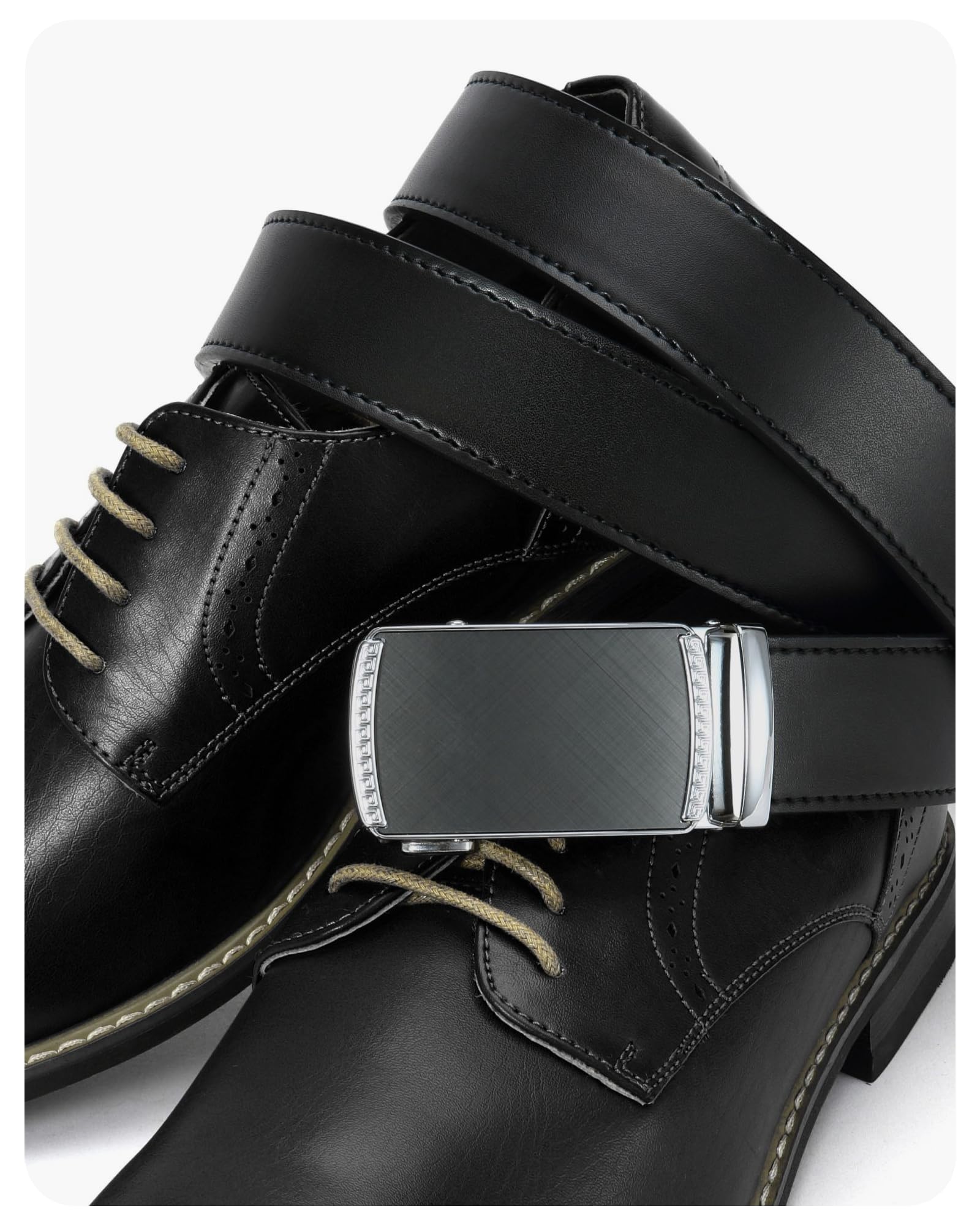 CHAOREN Cintura Uomo, Cintura Uomo Pelle Cricchetto Automatica Fibbia 35mm, Cinta Regolabili per Adattarsi