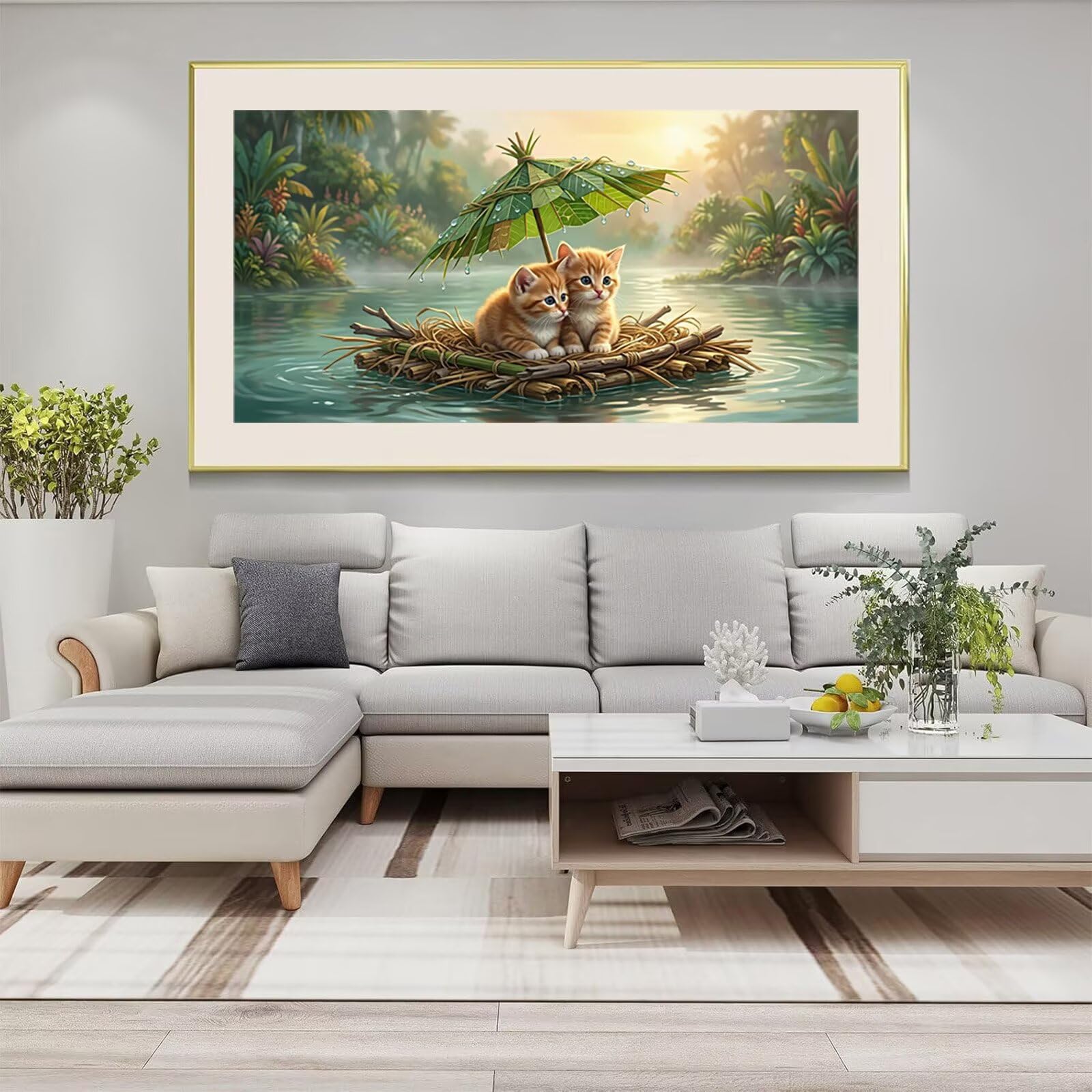 Diamond Painting Katze Diamant Painting Bilder, 5D Tier Eckige Steine Full Drill DIY Set Erwachsene Diamanten Kinder Bastelset, Kreatives für Erwachsene für Home Decor Wand Deko, 100x200cm, Cod-972