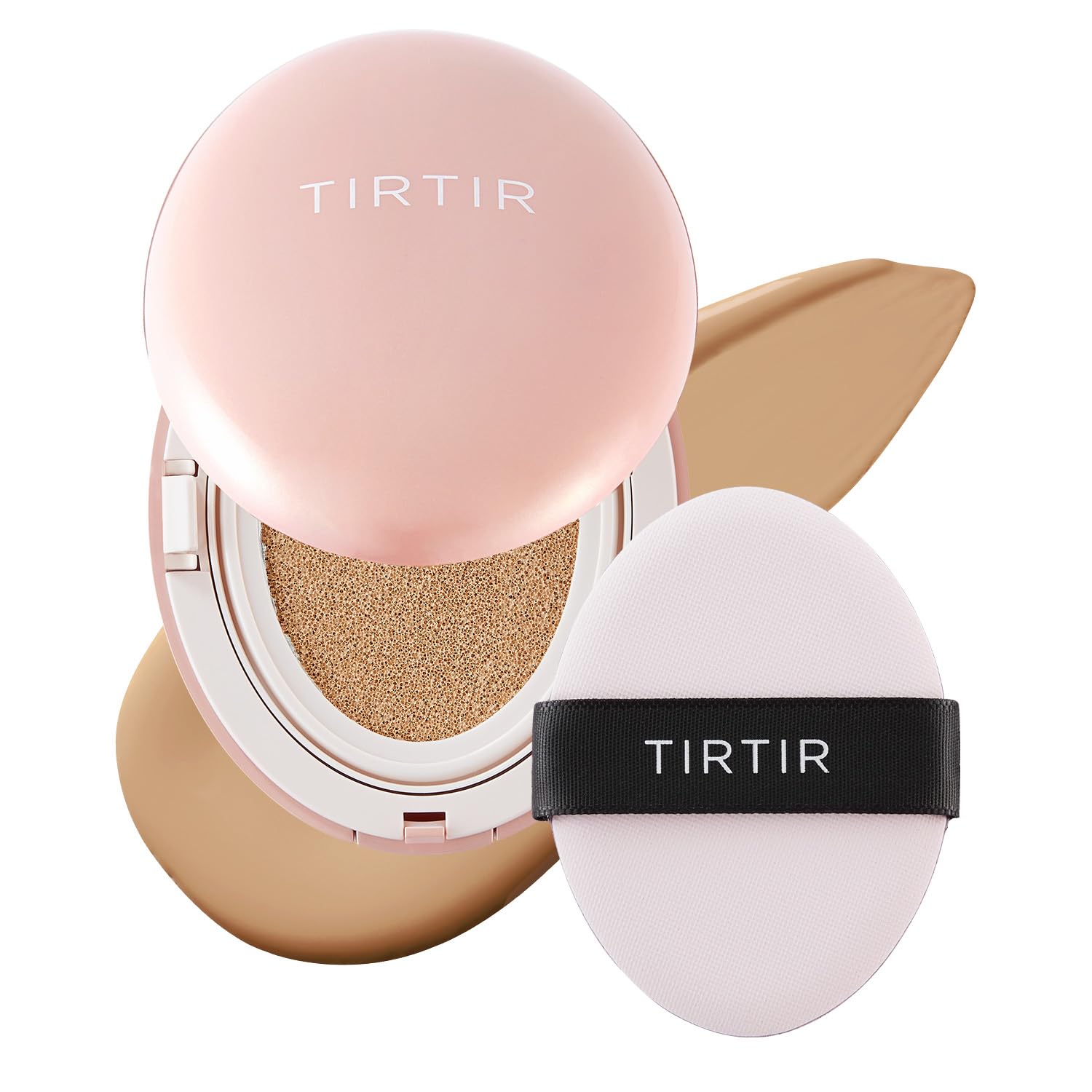 TIRTIR Mask All-Cover Cushion Foundation, Full coverage, Skin fit, Satin Glow Finish, Korean Cushion Foundation #27N CAMEL, 18g