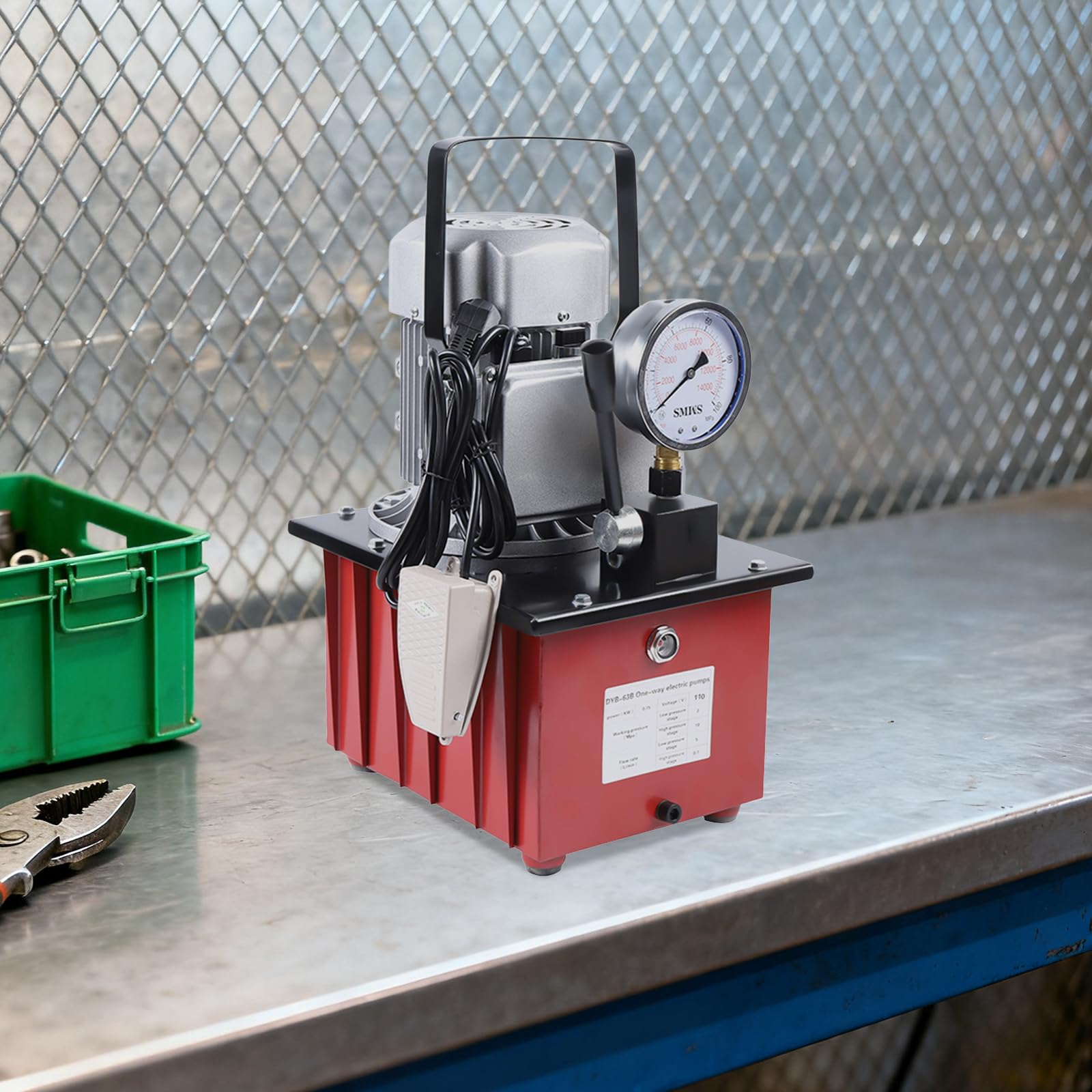 Pompe hydraulique électrique 750 W 220 V - Générateur hydraulique professionnel pour cylindre hydraulique - Double action - Convient pour l'industrie avec manomètre pour levage, pressage