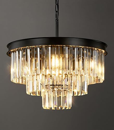 Black Crystal Chandeliers For Dining Room: 20" Modern Luxury Chandelier
