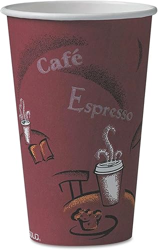 Miniatura 3 de SOLO Cup Company 316SI Bistro Design Hot Drink Cups, Paper, 16oz, Maroon, 20 Packs of 50 (Case of 1000)