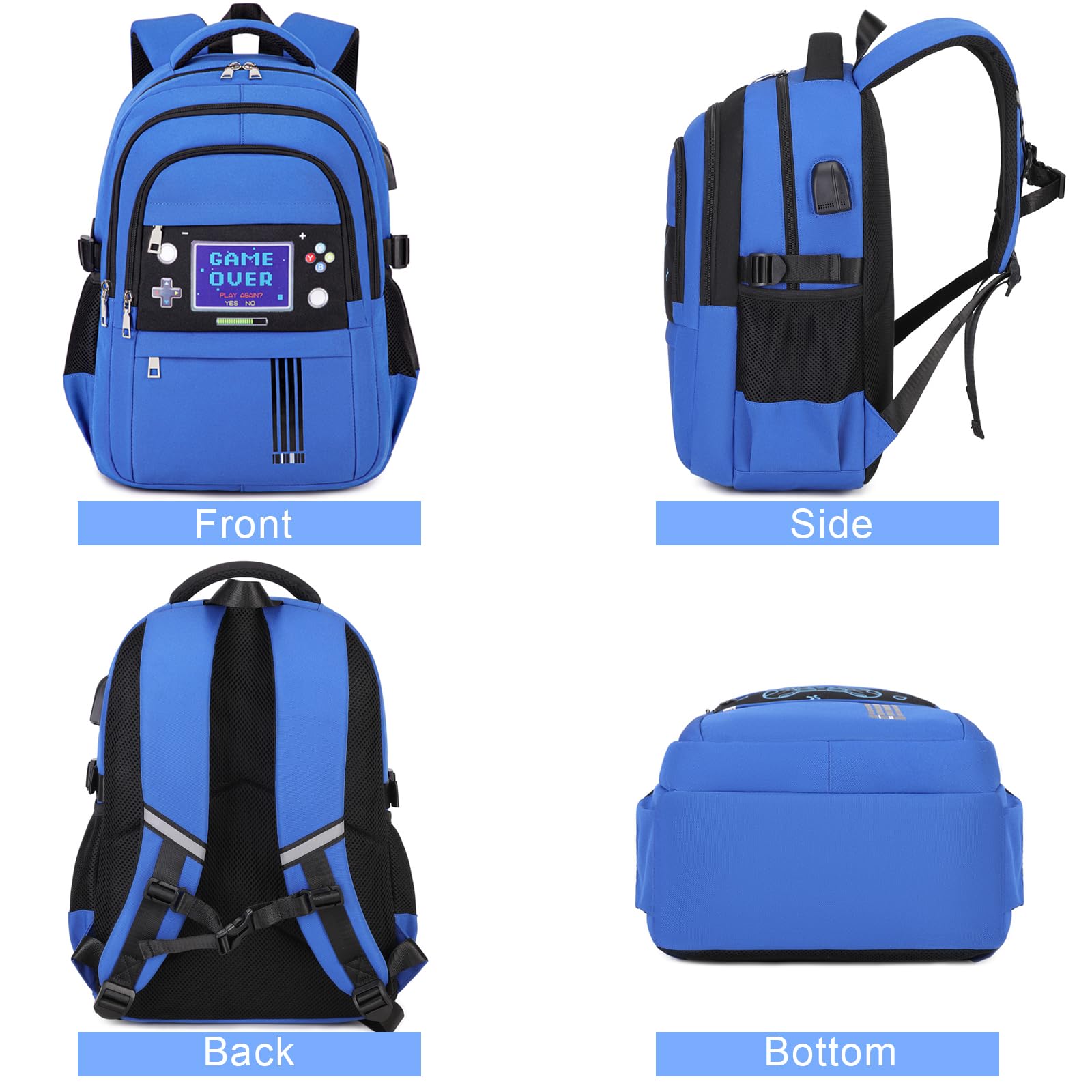 ACESAK Zaino per bambini - Zaino per bambini scuola materna elementare, Blu, Large, Zaino
