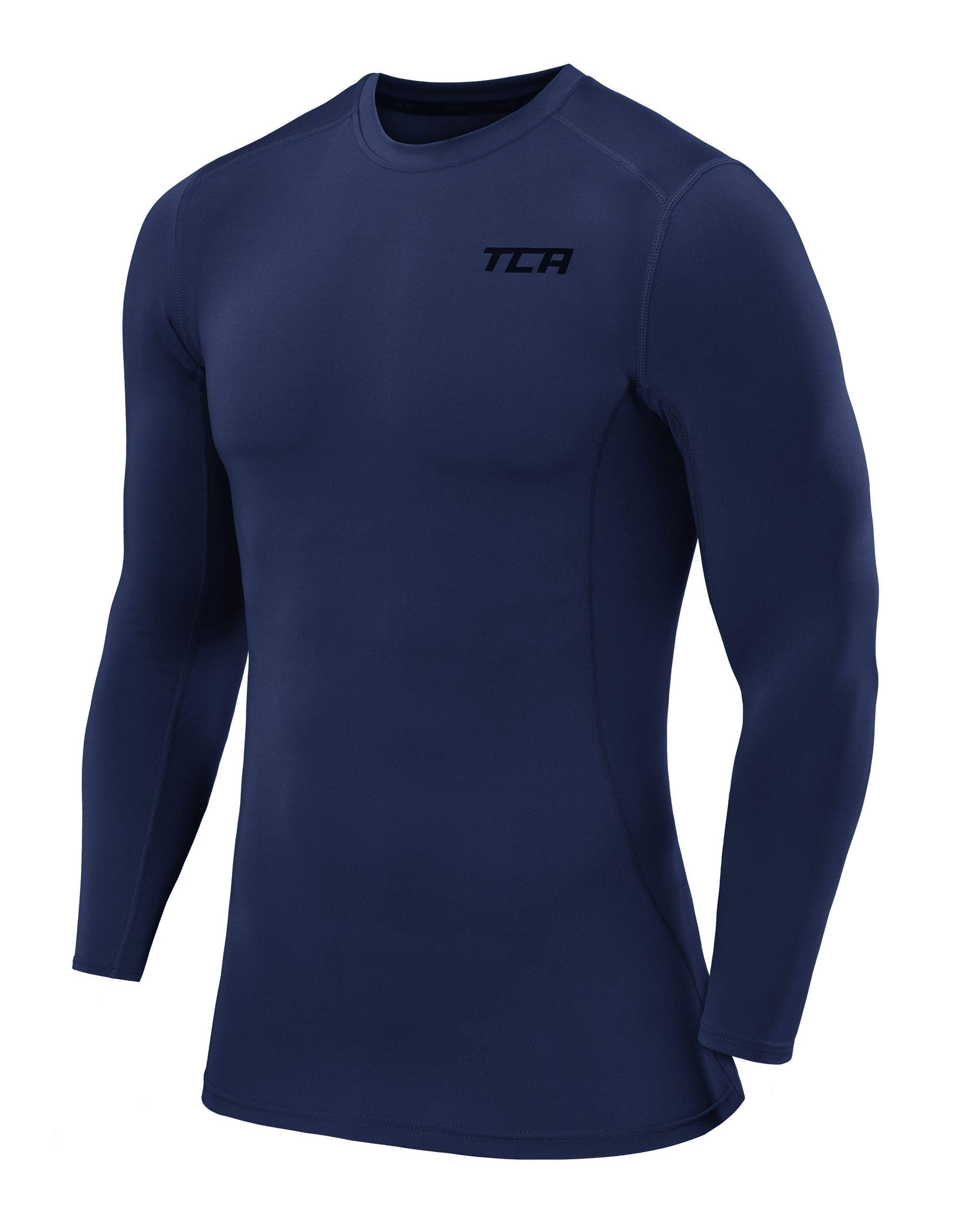 TCA Men Long Sleeve Compression Shirt, Athletic Workout Sports Undershirt Base Layer Top - Blueprint, XL